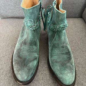 Shyanne Dark Teal Fringe Ankle Cowboy Boots
